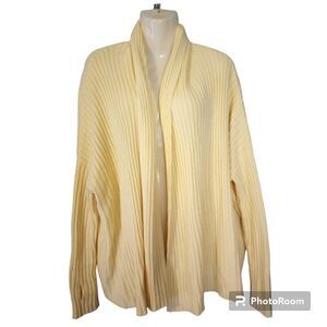 Cable Stitch 100% acrylic cream cable knit open cardigan with thumb holes